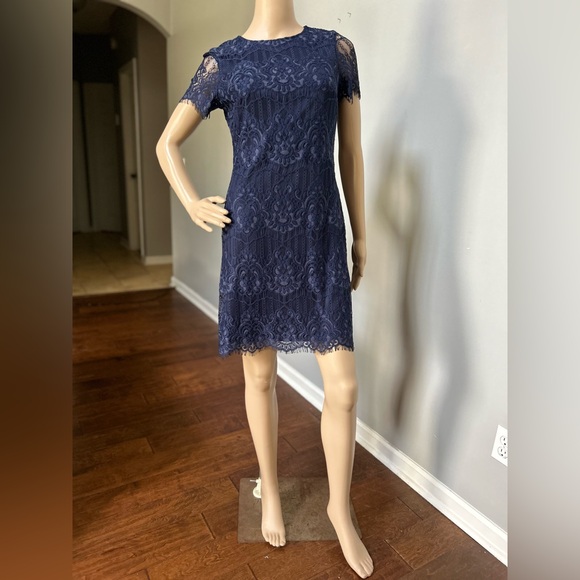 NWOT Kensie Navy Blue Lace Shift Dress - Picture 1 of 9